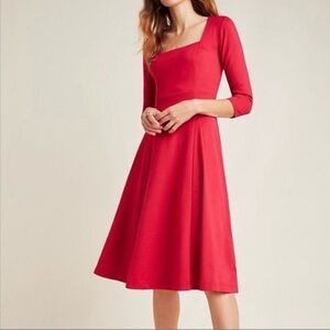 Anthropologie Maeve Jocelyn - Red, Square Neck Dress